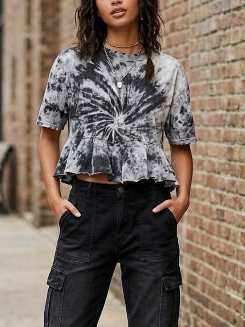 Urban Outfitters BDG Tie Dye Peplum Ruffle Top